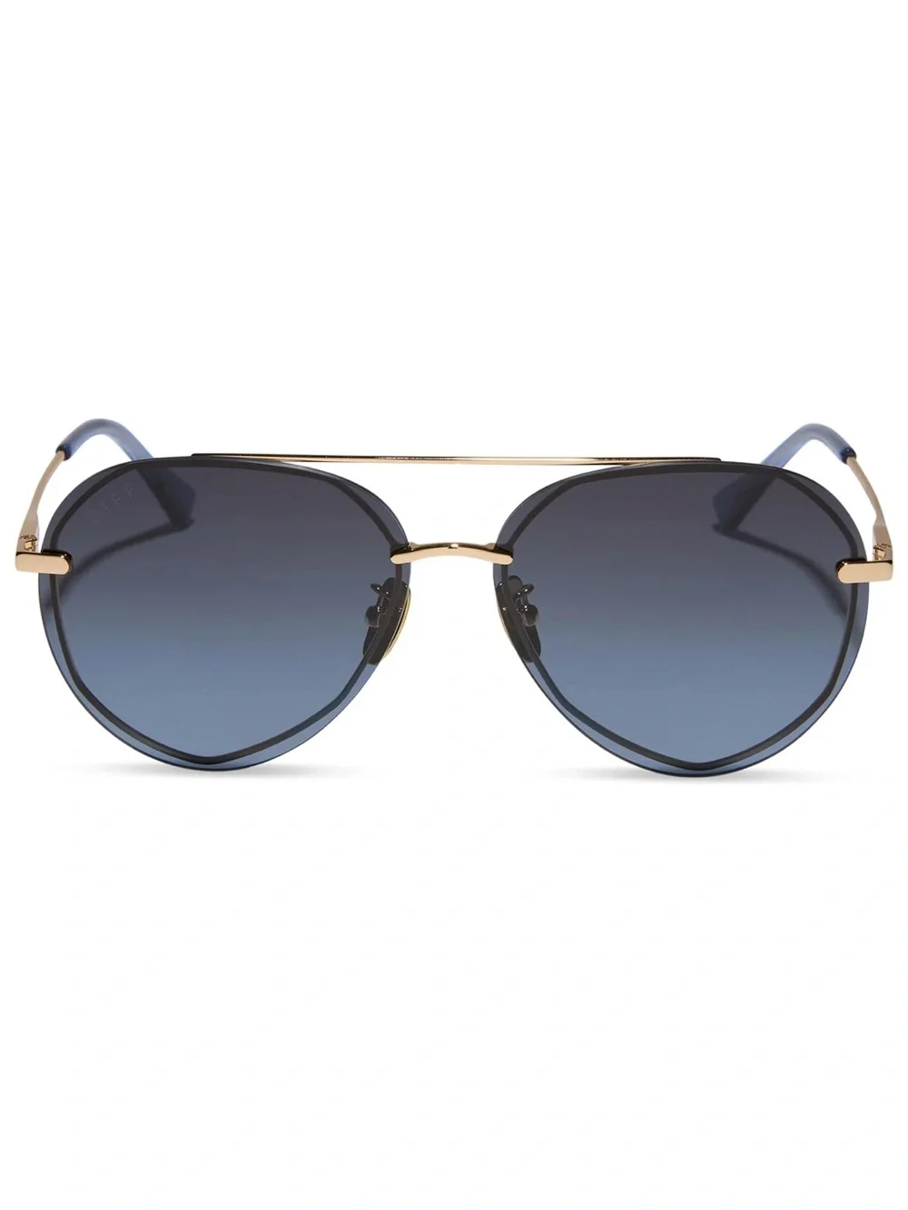 DIFF Lenox Polarized Sunglasses Aviators Gold Frame Blue Gradient Lens NWT